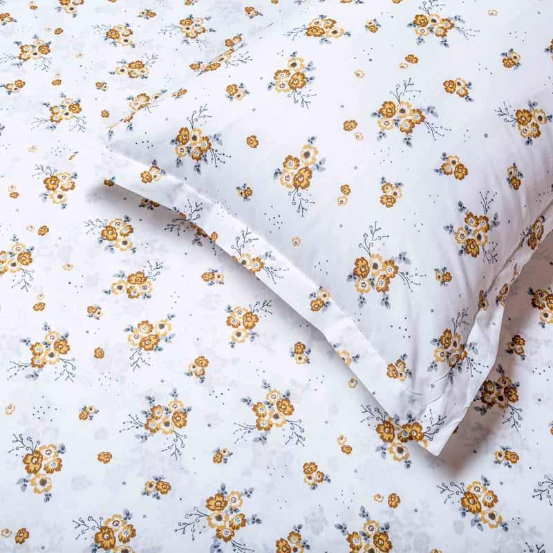 Buy Scattered Blooms Bedsheet - Mustard Bedsheets from Vaaree