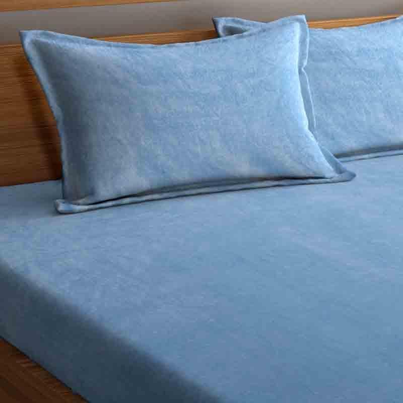 Buy Solid Dust Bedsheet - Blue Bedsheets from Vaaree