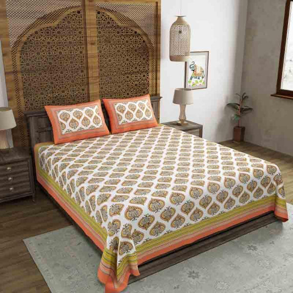 Buy Spade Bedsheet - Peach Bedsheets from Vaaree