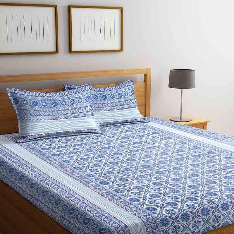 Buy Starflowers Bedsheet - Blue Bedsheets from Vaaree