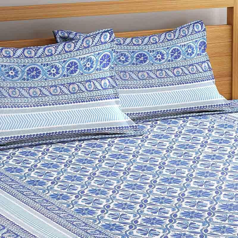 Buy Starflowers Bedsheet - Blue Bedsheets from Vaaree