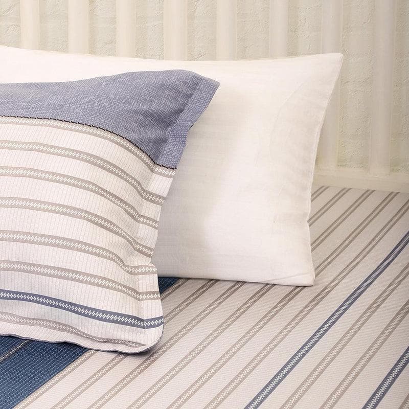 Buy Striped Pigeon Blue Bedsheet Bedsheets from Vaaree