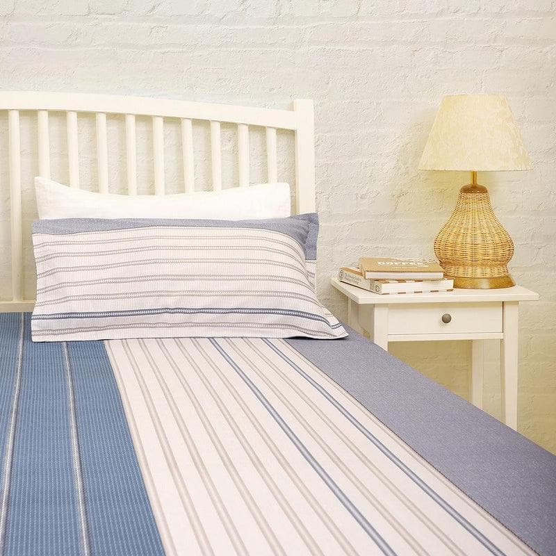 Buy Striped Pigeon Blue Bedsheet Bedsheets from Vaaree