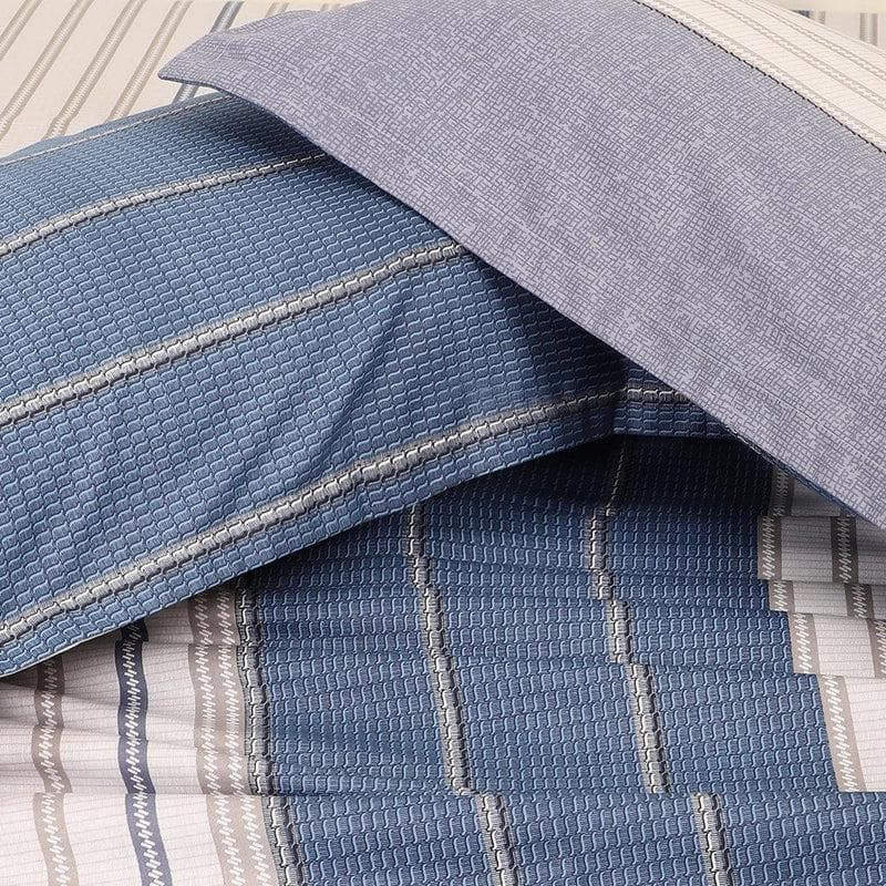 Buy Striped Pigeon Blue Bedsheet Bedsheets from Vaaree