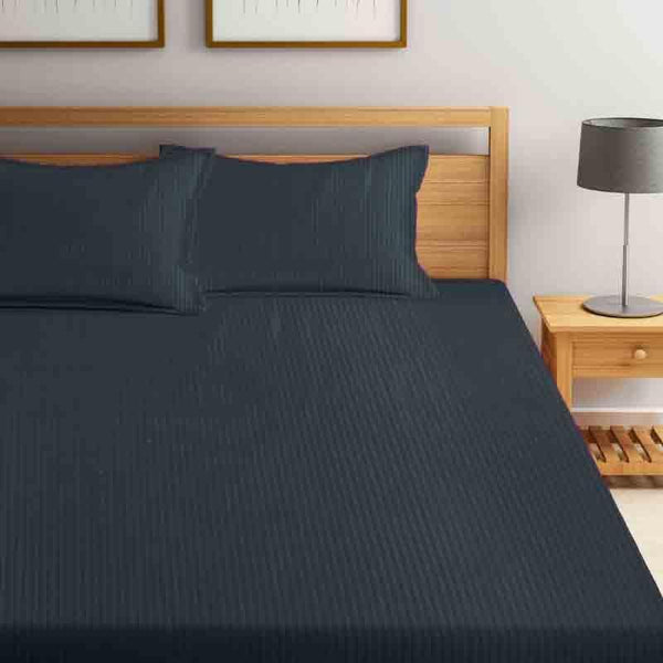 Buy Striped Wonder Bedsheet - Charcoal Bedsheets from Vaaree