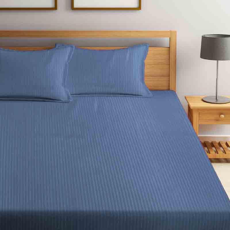 Buy Striped Wonder Bedsheet - Dark Blue Bedsheets from Vaaree