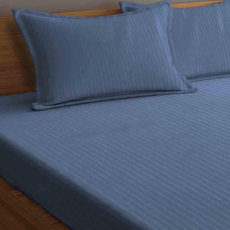 Buy Striped Wonder Bedsheet - Dark Blue Bedsheets from Vaaree