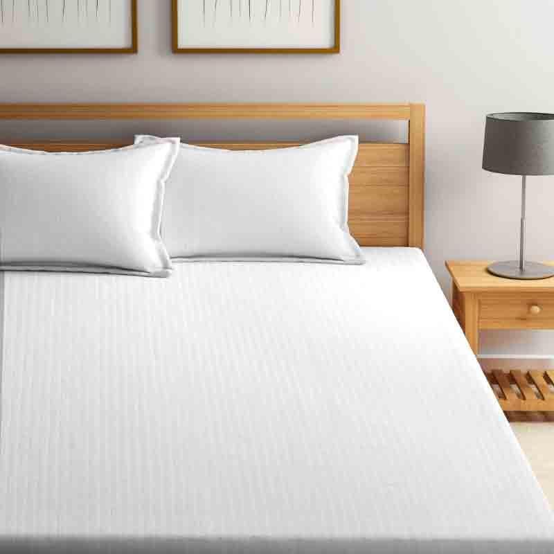 Bedsheets - Striped Wonder Bedsheet - White