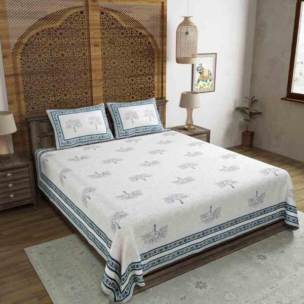 Buy Treetastic Bedsheet - Blue Bedsheets from Vaaree