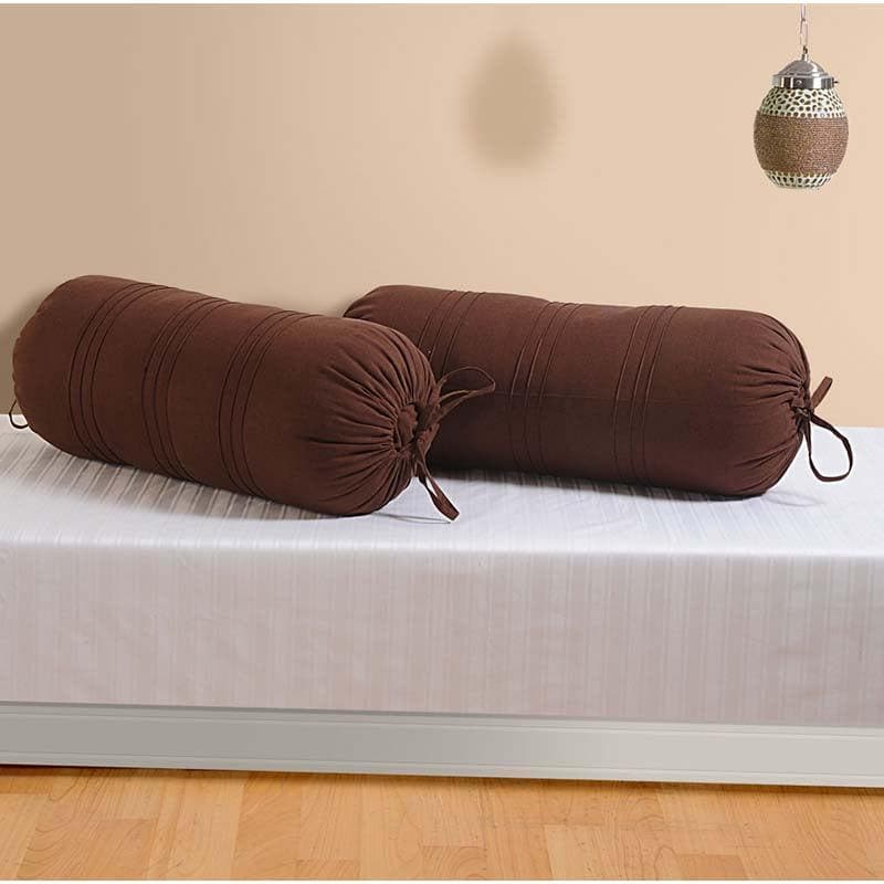 Buy Brown Comfort Bolster Cover - Set Of Two Bolster Covers from Vaaree