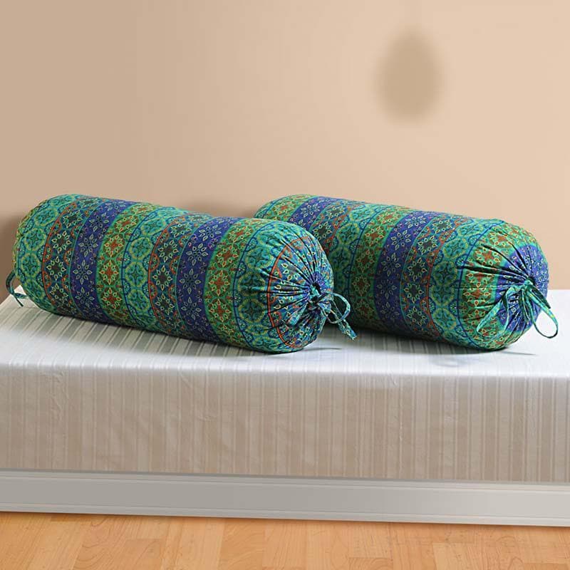 Buy Festive Turquoise Bolster Cover - Set Of Two Bolster Covers from Vaaree