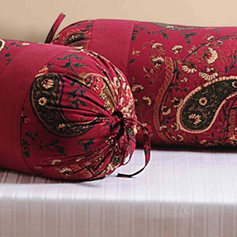 Buy Maroon Maestro Bolster Cover -Set Of Two Bolster Covers from Vaaree