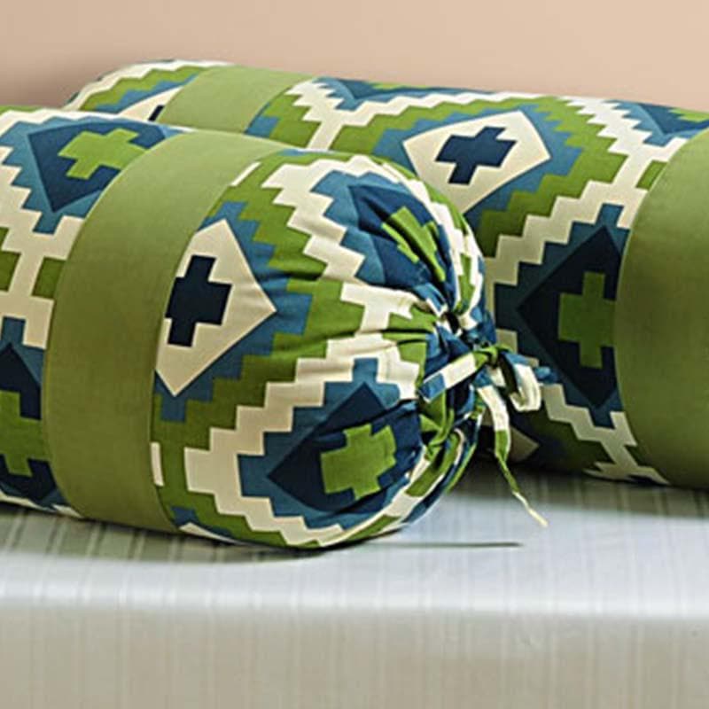 Buy Nature’s Green Bolster Cover Set - Set Of Two Bolster Covers from Vaaree