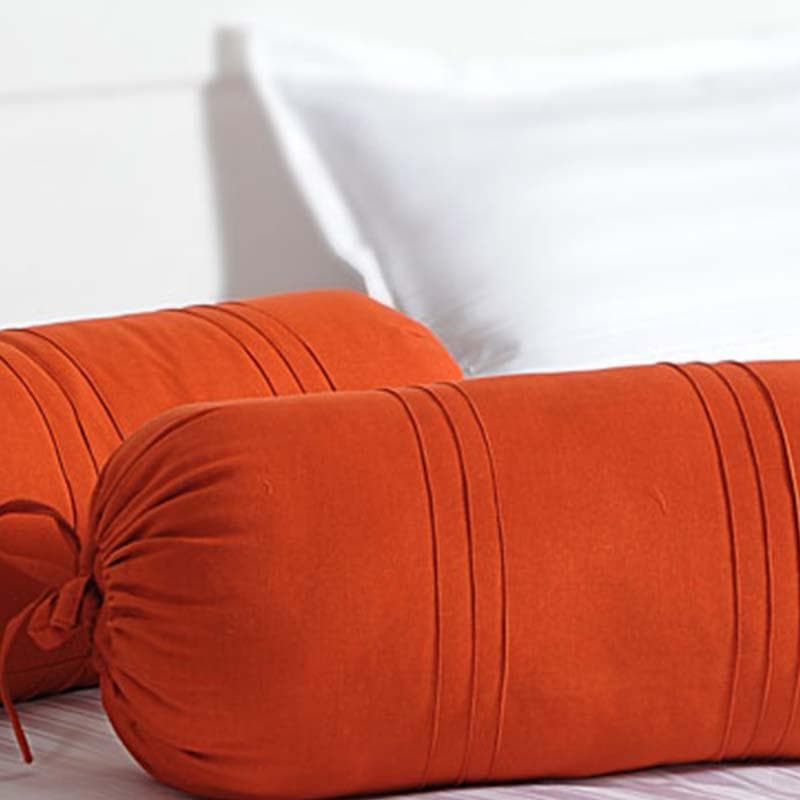 Buy Orange Comfort Bolster Cover - Set Of Two Bolster Covers from Vaaree