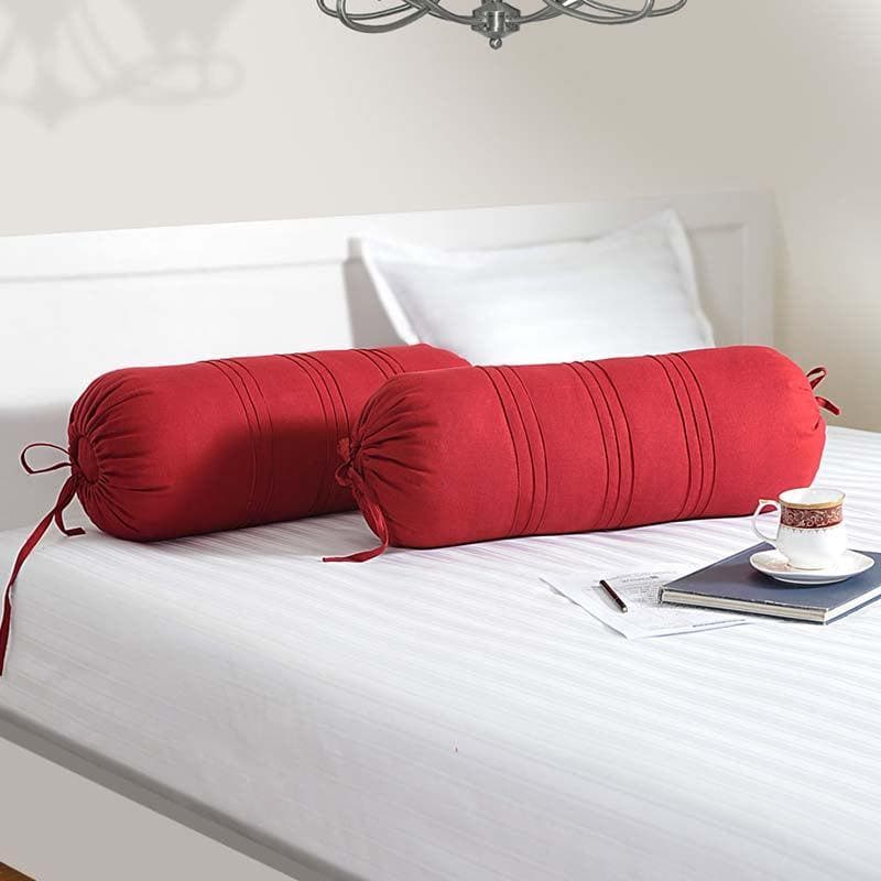 Buy Red Comfort Bolster Cover - Set Of Two Bolster Covers from Vaaree