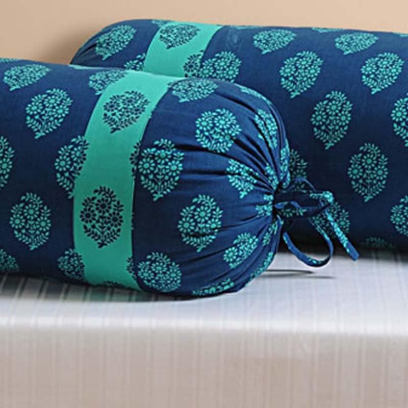 Buy Sky Bolster Cover - Set Of Two Bolster Covers from Vaaree