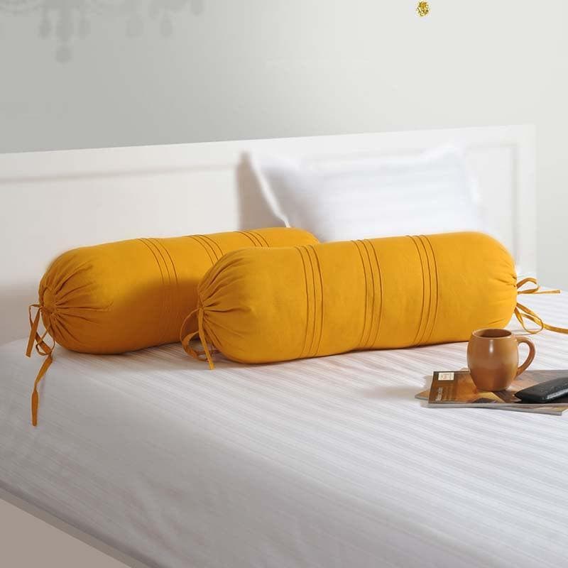 Buy Yellow Comfort Bolster Cover - Set Of Two Bolster Covers from Vaaree