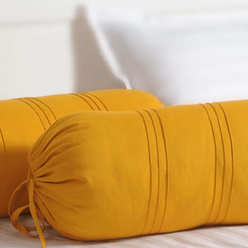 Buy Yellow Comfort Bolster Cover - Set Of Two Bolster Covers from Vaaree