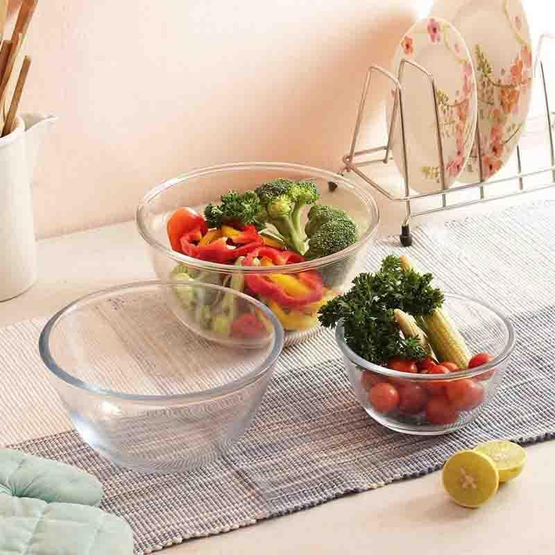 Bowl - Clear Glass Mixing Bowl - Set of Three