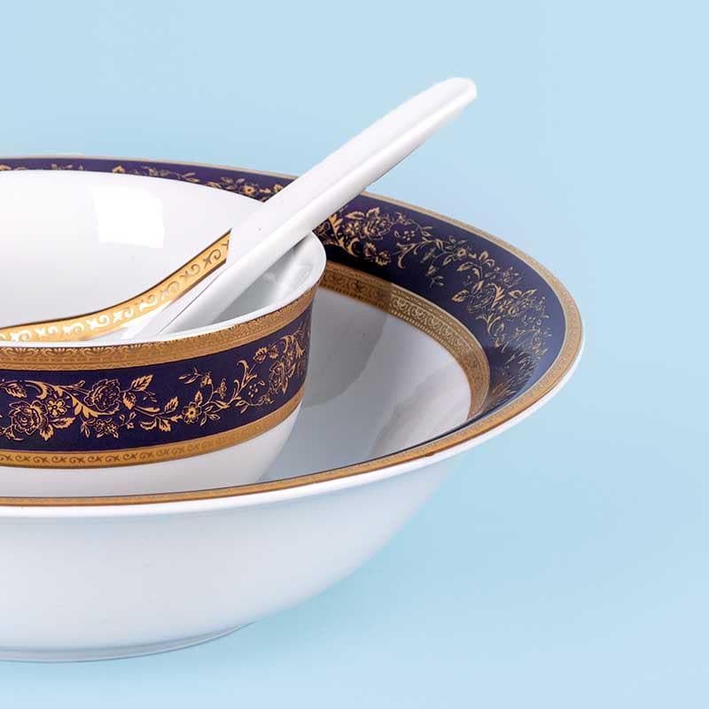 Buy Blue Gold Dinner Set - 33 Pieces at Vaaree online | Beautiful Dinner Set to choose from