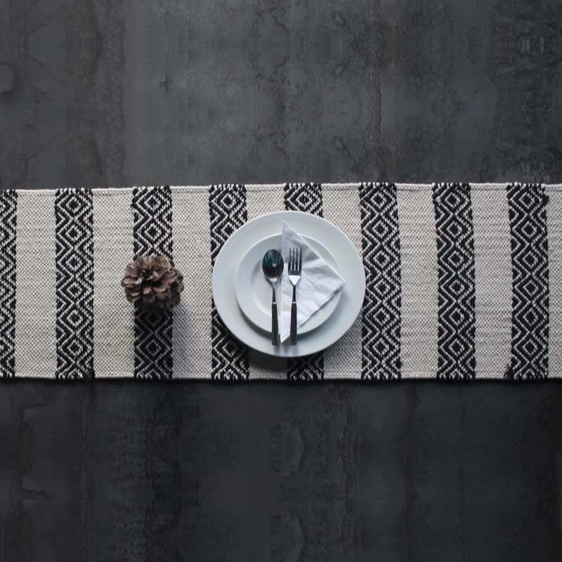 Buy Classic Black & White Table Runner at Vaaree online | Beautiful Table Runner to choose from