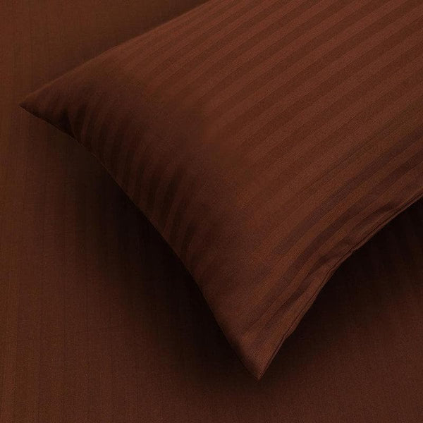 Buy Classic Sateen Striped Bedsheet (Brown) at Vaaree online | Beautiful Bedsheets to choose from