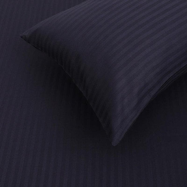 Buy Classic Sateen Striped Bedsheet (Dark Blue) at Vaaree online | Beautiful Bedsheets to choose from