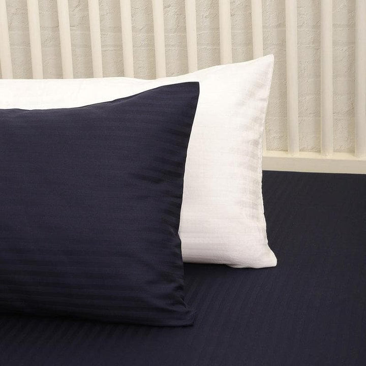 Buy Classic Sateen Striped Bedsheet (Dark Blue) at Vaaree online