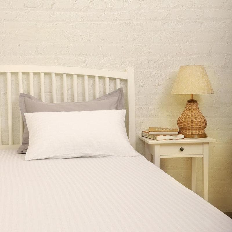 Buy Classic Sateen Striped Bedsheet (White) at Vaaree online | Beautiful Bedsheets to choose from