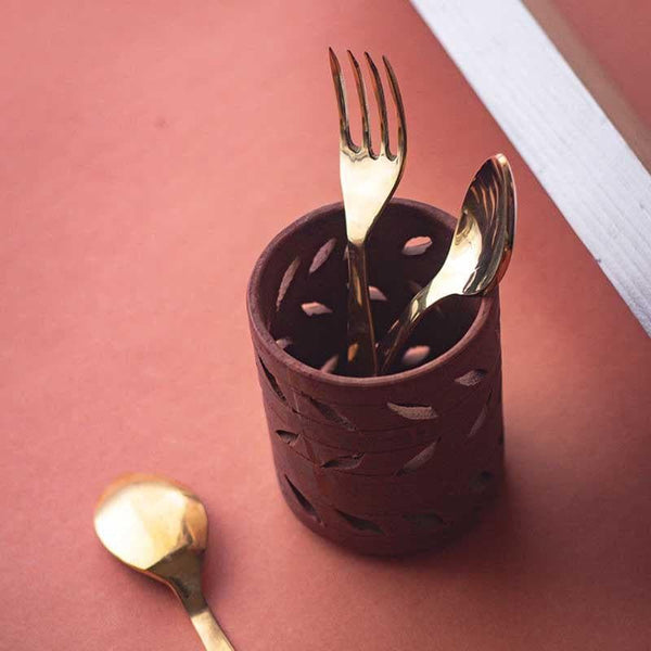Buy Daffodil Brass Spoon and Fork at Vaaree online