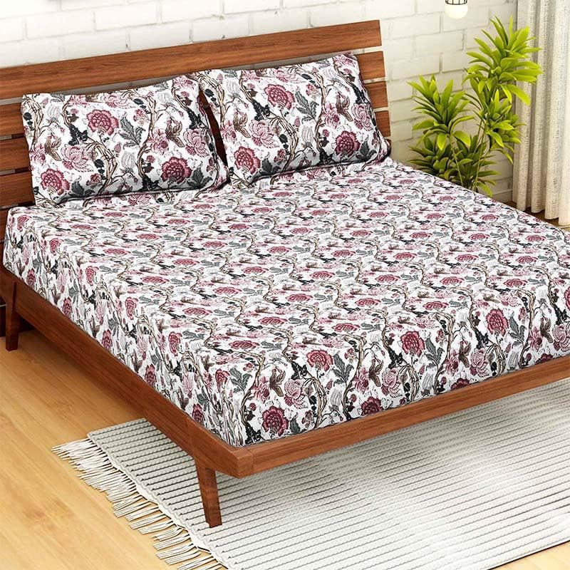 Buy Flowery Fields Bedsheet - Red at Vaaree online | Beautiful Bedsheets to choose from