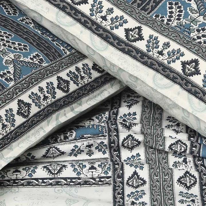 Buy Indo-European Teal Bedsheet at Vaaree online | Beautiful Bedsheets to choose from