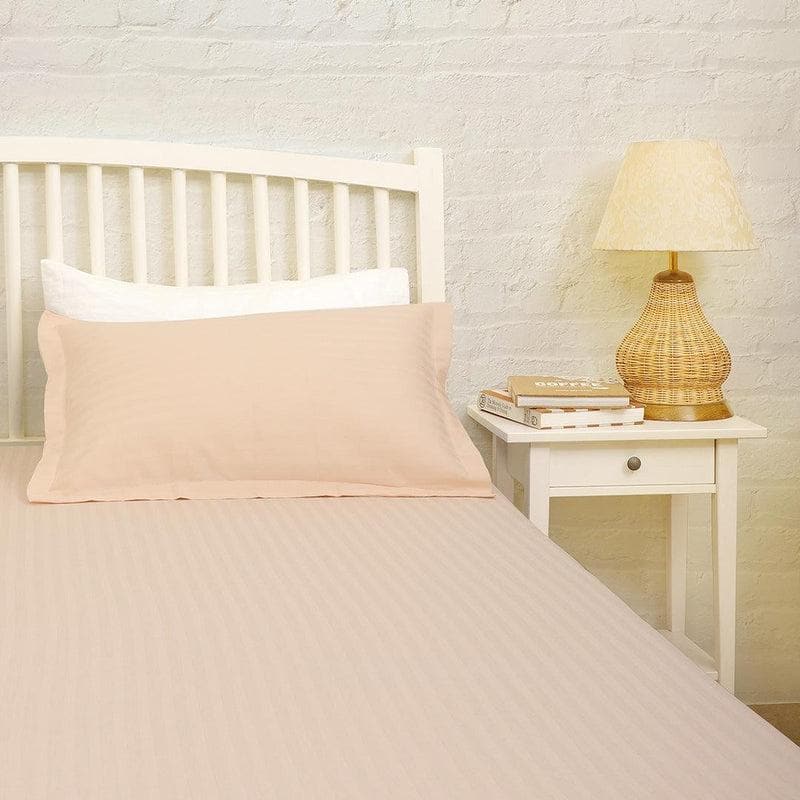 Buy Light Pink Sateen Striped Bedsheet Bedsheets from Vaaree