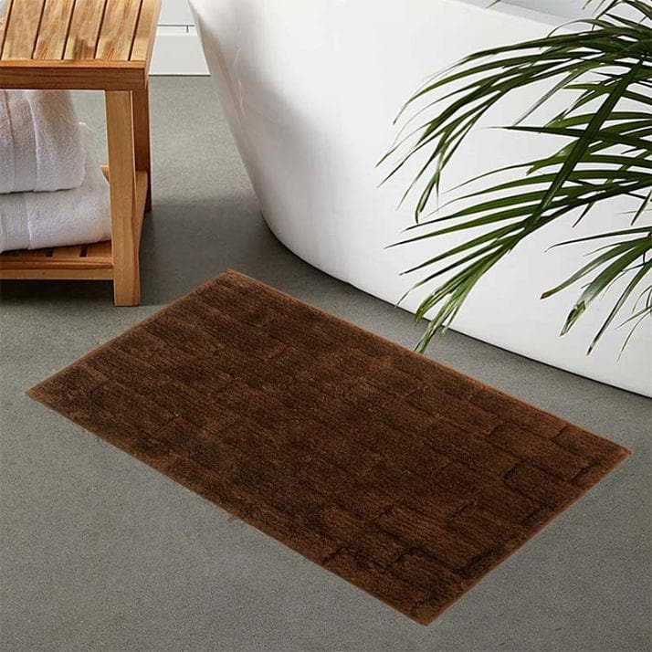 Buy Mocha Brown Tiled Cotton Bathmat at Vaaree online | Beautiful Bath Mats to choose from