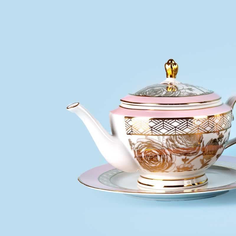 Buy Rosette Tea Set With Snacks Service at Vaaree online | Beautiful Tea Set to choose from