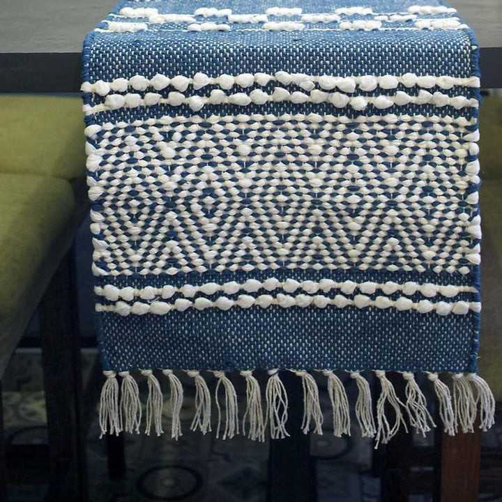 Buy Spruce Blue Twill Woven Table Runner at Vaaree online | Beautiful Table Runner to choose from