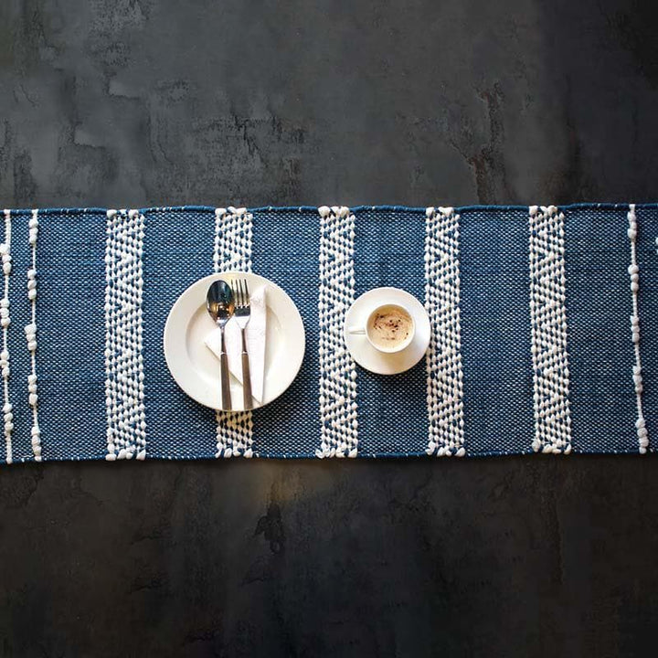 Buy Spruce Blue Twill Woven Table Runner at Vaaree online | Beautiful Table Runner to choose from