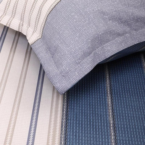 Buy Striped Pigeon Blue Bedsheet at Vaaree online | Beautiful Bedsheets to choose from