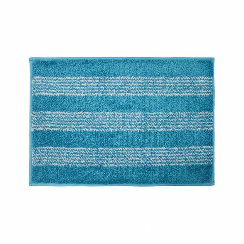 Buy Teal Blue Striped Microfiber Bathmat at Vaaree online | Beautiful Bath Mats to choose from