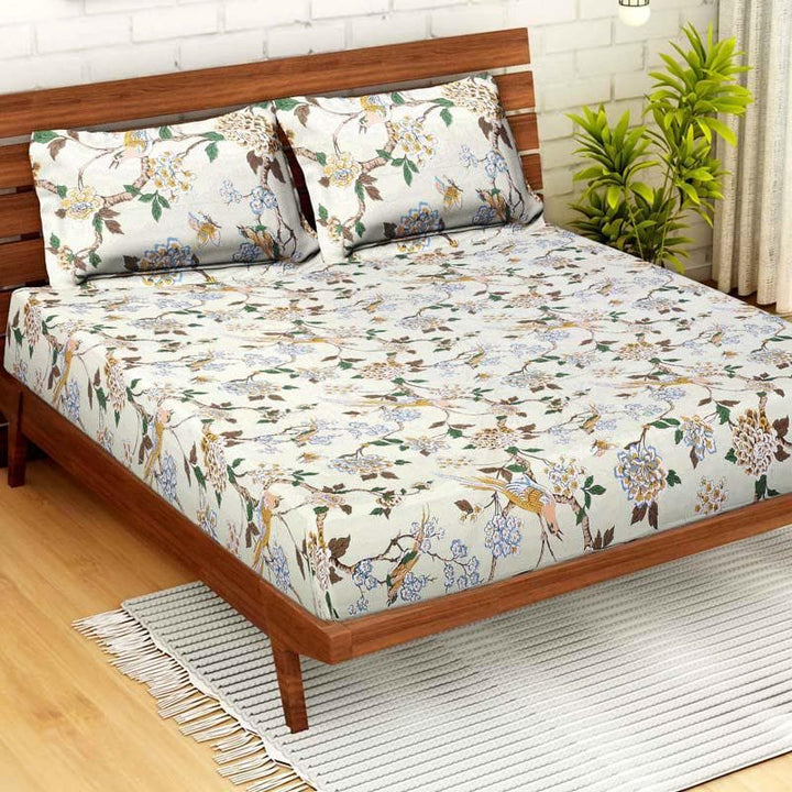Buy Wildwood Pista Green Double Bed Sheet at Vaaree online | Beautiful Bedsheets to choose from