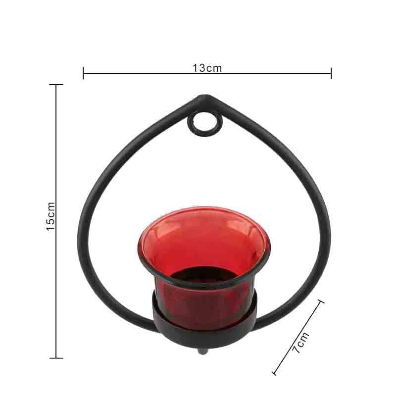 Buy Aureate Candle Holder - Black & Red - Set Of Two Candle Holders from Vaaree