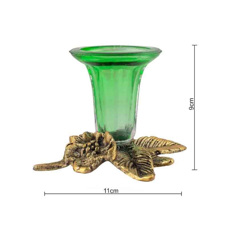 Buy Grapevine Candle Holder - Green & Gold - Set Of Two Candle Holders from Vaaree