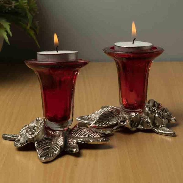 Buy Grapevine Candle Holder - Red - Set Of Two Candle Holders from Vaaree