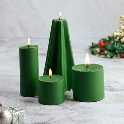 Buy Green Goodies Pillar Candle- Set Of Four Candles from Vaaree