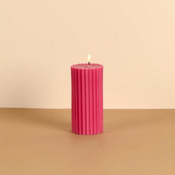 Buy Pink Meadows Ribbed Pillar Candle Candles from Vaaree