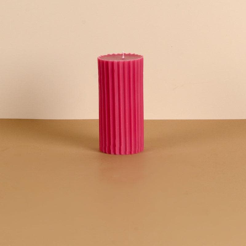 Buy Pink Meadows Ribbed Pillar Candle Candles from Vaaree