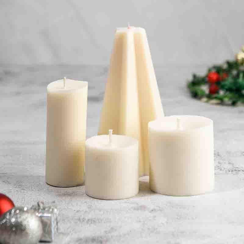 Buy White Delight Pillar Candle- Set Of Four Candles from Vaaree