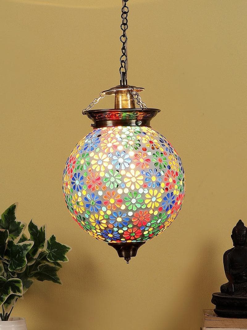 Ceiling Lamp - Floral Chrome Hanging Lamp