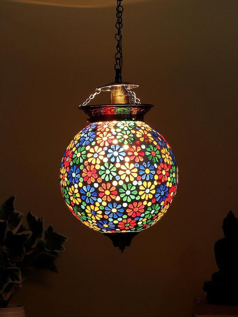 Ceiling Lamp - Floral Chrome Hanging Lamp