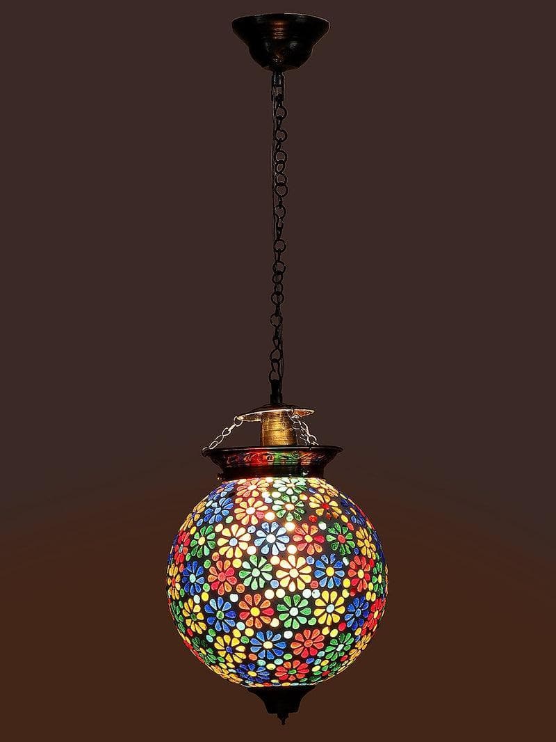 Ceiling Lamp - Floral Chrome Hanging Lamp